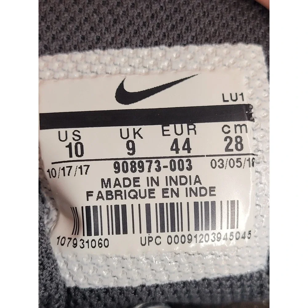 Nike Fly.By Low Dark Grey Black Basketball Shoes 908973-003 Mens Size 10 / UK 9